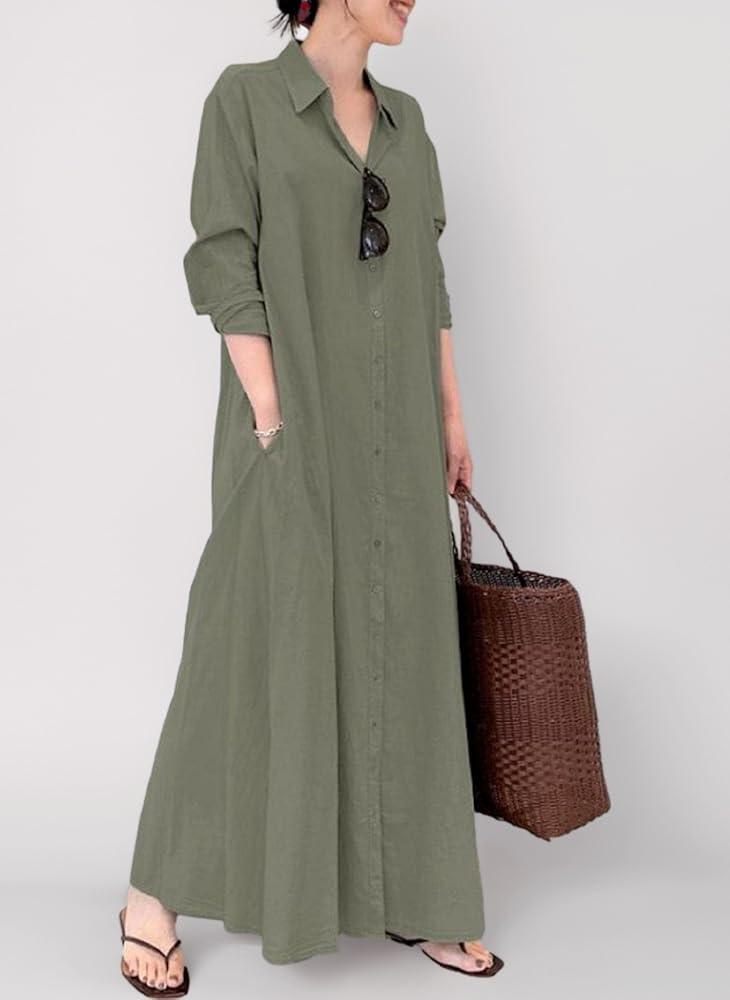Maker's Shirt with Vis ロングシャツワンピース　M アソート柄ロングシャツワンピース（ミドルワンピース